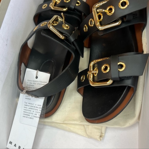 Marni Fussbett Leather Wrap Black/Maroon Sandals - Picture 9 of 9